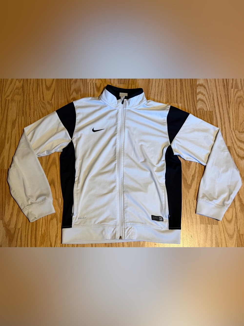 Nike Dri-FIT Team Full Zip Track Jacket White Black XL Athletic Training Jacket